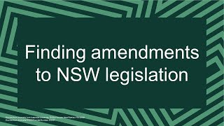Finding amendments to NSW legislation