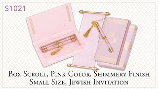 S1021, Pink Color, Shimmery Finish Paper, Exclusive Invitations, Scroll Invitations