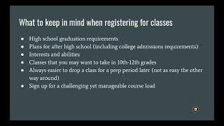 Rising 9th Grade Registration Video 25 - 26 School Year