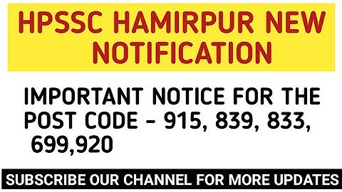hpssc hamirpur new notification regarding different post codes| hpssc hamirpur |