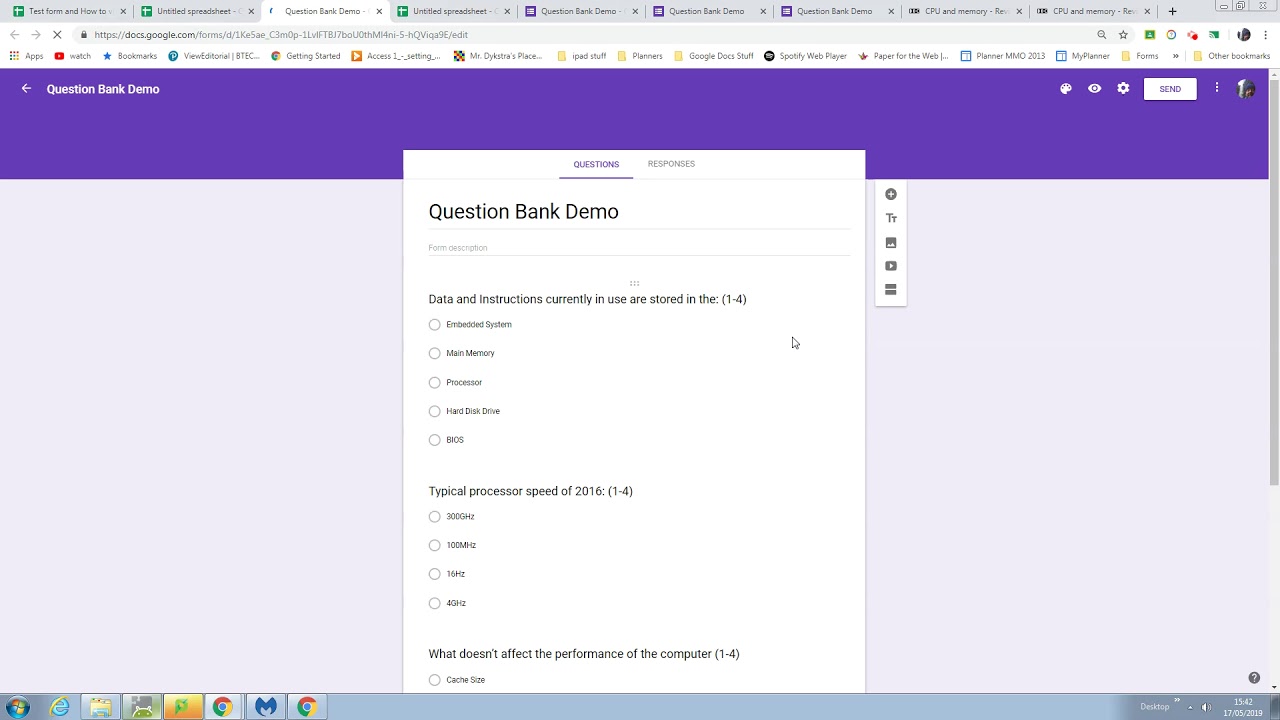 Form Maker Creating Quizzes With A Question Bank Youtube