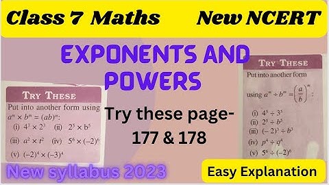 Class 7 Maths - Try these page 177 & 178 - Exponents and Powers - Try these - Chapter 11 - New book