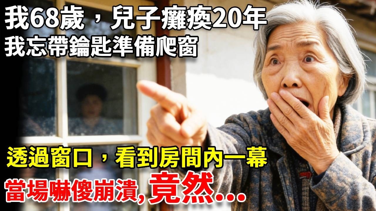 我68歲，兒子癱瘓20年，我忘帶鑰匙準備爬窗，怎料透過窗口，看到房間內一幕，當場嚇傻崩潰，竟然.... #養老#生活經驗#情感故事#晚年哲理