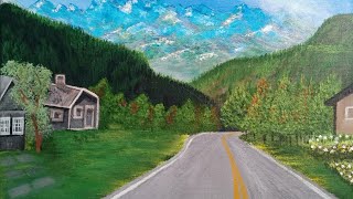 Mountain landscape painting | Acrylic painting for beginners