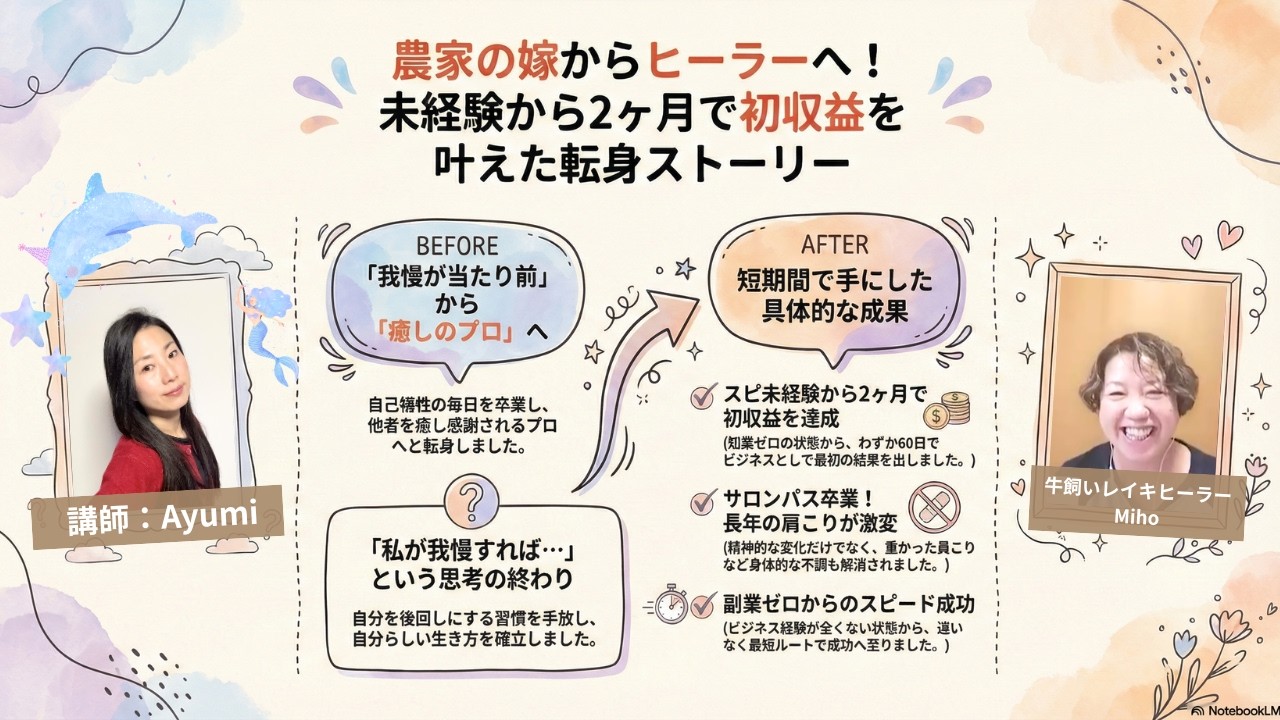 【実績対談】牛飼いヒーラーMihoさん/たった1ヶ月でヒーリング覚醒！2ヶ月目でお客さんGETのミラクル起こる