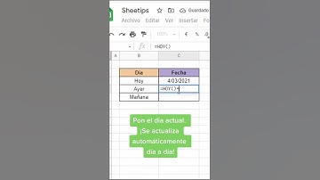 Pon la fecha para que se actualice a diario en #googlesheets #aprendeconsheetips #fecha #actualizada