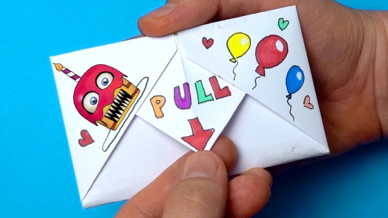 DIY Pull Tab Origami With Funtime Freddy From FNaF | Surprise Letter ...
