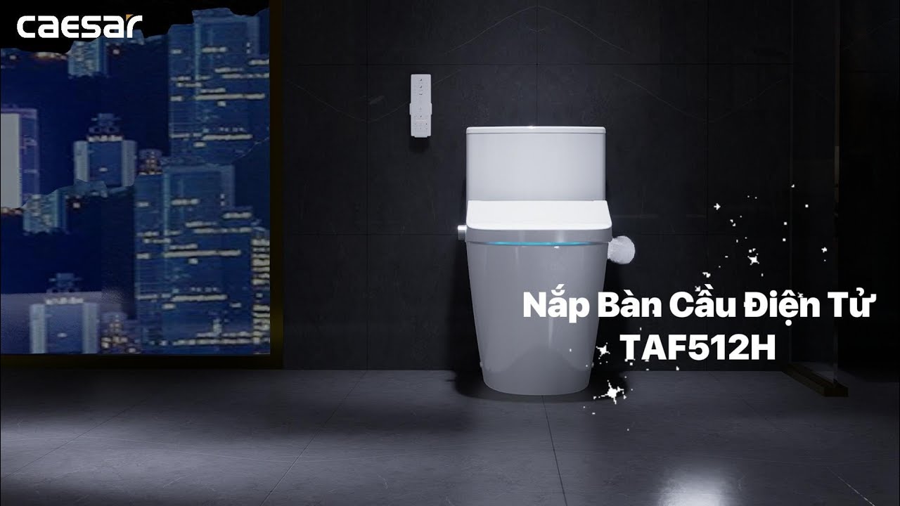 Video thiết bị vệ sinh Caesar – Bồn cầu một khối kết hợp nắp điện tử Caesar C1393F + TAF512H