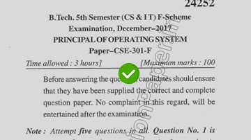 2017 Mdu BTech CSE 5th sem Principle of Operating System Question Paper