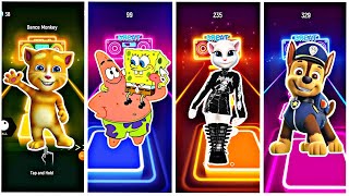 Tiles hop game, Talking Tom  vs Angela vs Paw Patrol vs Mario vs SpongeBob  #tiles hop#201 screenshot 5