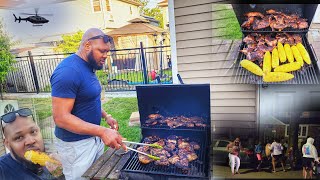 jerk chicken and Roast corn memorial day back yard cookout&Grill/then this!