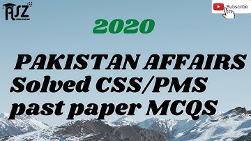 CSS 2020 Pakistan affairs solved past paper MCQS| PAST PAPER| Pakistan Affair| #Ayeshastudyzone