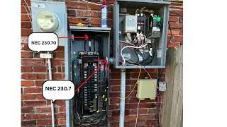 Nec article 230.70; NEC article 230.7, Code violations