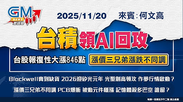 【GM NEWS 最錢線】2025/11/20 台積領AI回攻 台股報復性大漲846點 漲價三兄弟漲跌不同調｜林欣｜何文高｜GMoney