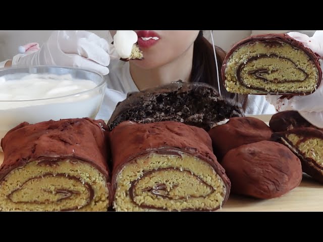 ASMR ドバイチョコクレープ ドバイもちクッキー Dubai Chocolate Crepe, Dubai Mochi Cookie eating sounds