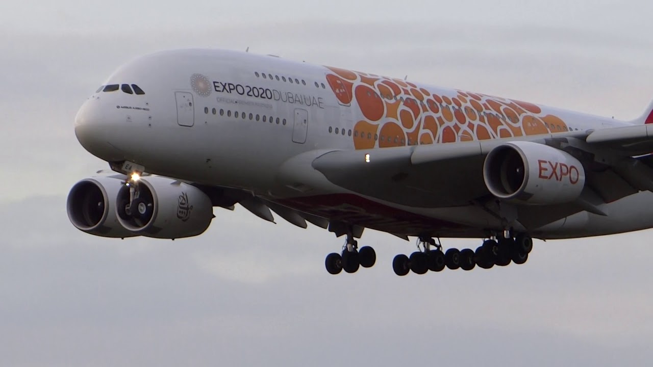 Emirates Airbus A380-800 A6-EEA Landing Hamburg Airport