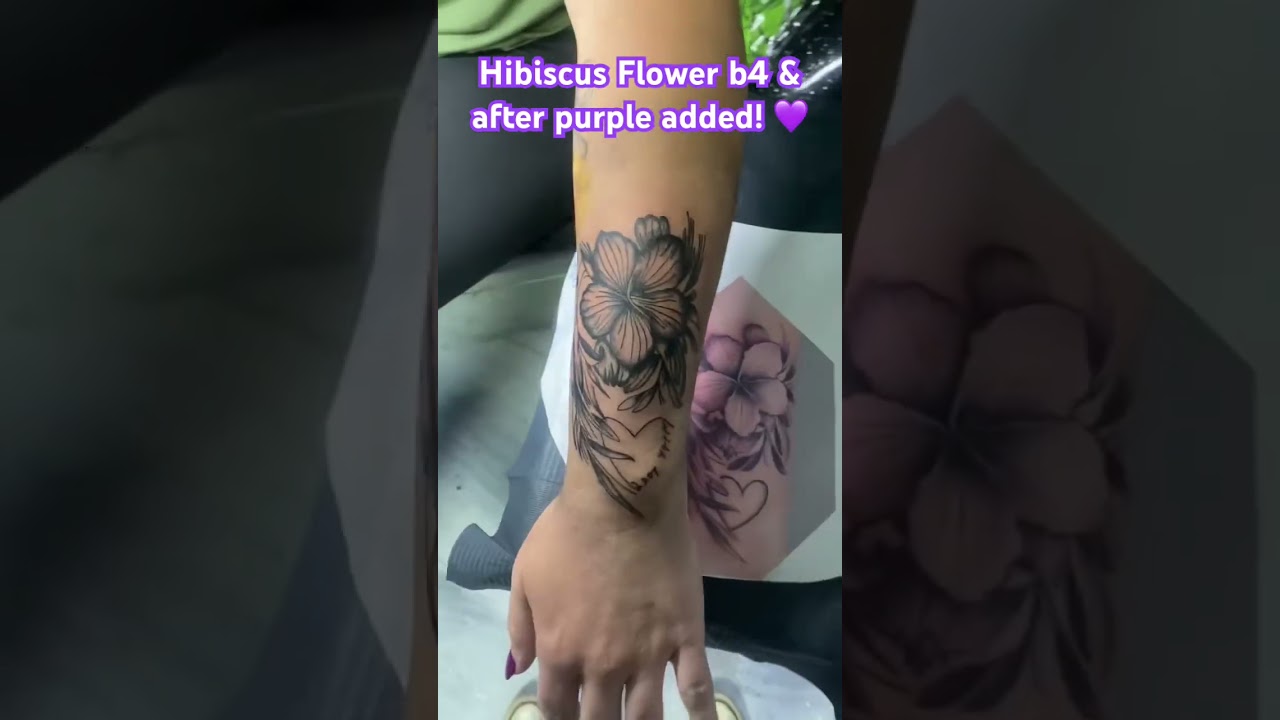 Hibiscus Flower 🌺 piece in purple 💜 This is before & after adding the purple. 