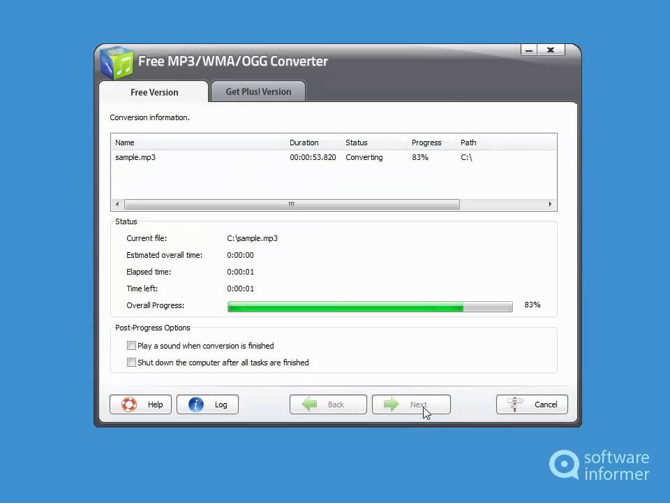 Free Mp3 Wma Ogg Converter quick demo