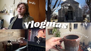 Cemetery Trips, Witchcraft for Work Days, College Finals, & Pottery Hauls {vlogmas}