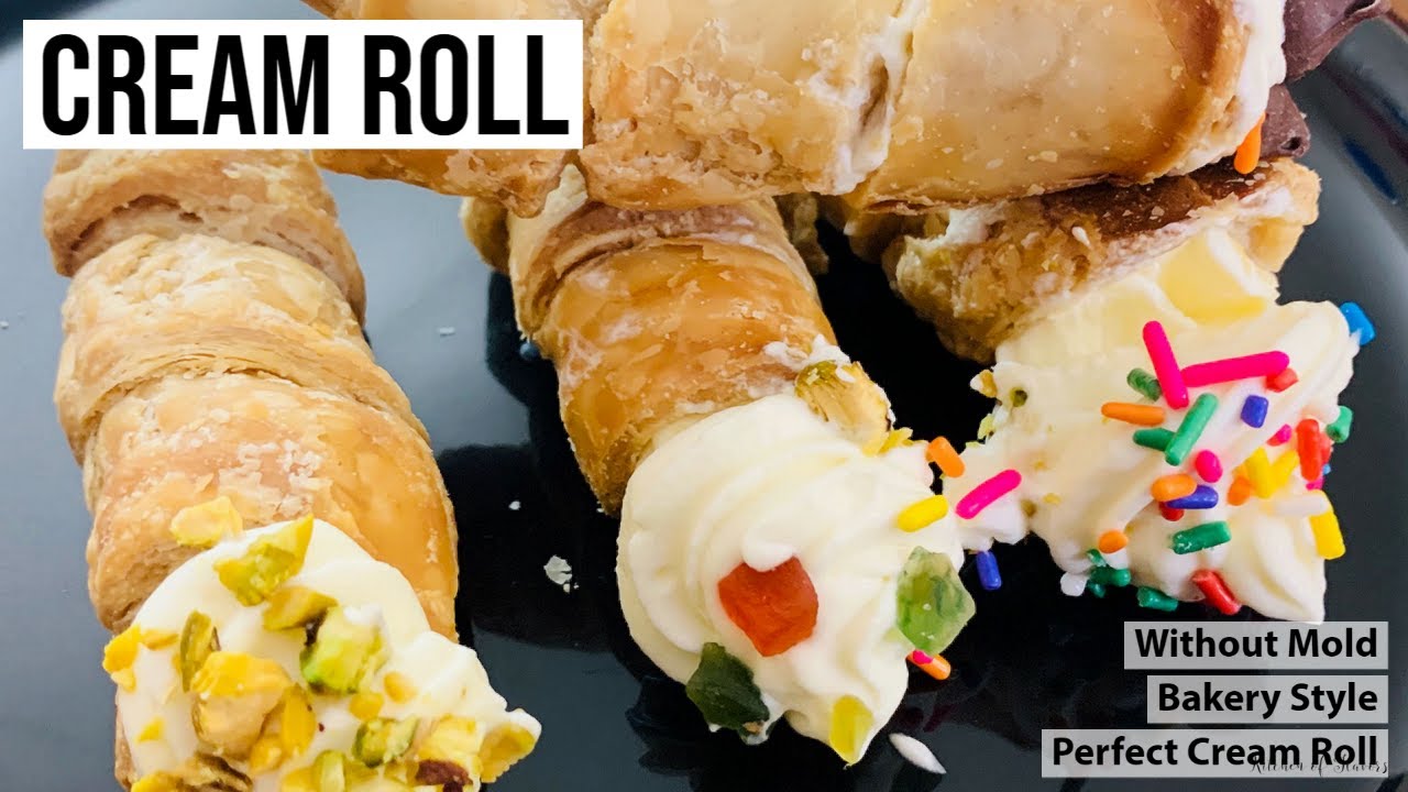 Eggless Cream Roll Recipe without Mold | Bakery Style Cream Roll |How to Make Cream Roll Puff Pastry