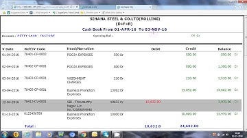Cash Book Report iQ-Metallika ( Finance Module)