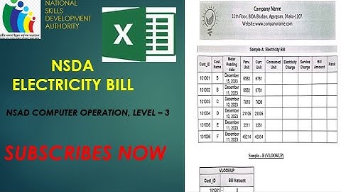 Electricity Bill project as per specification in MS Excel Computer Operation Level-3 || NSDA  & BTEB