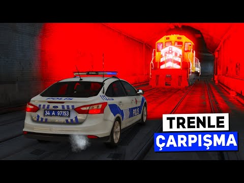 Türk Polis Arabaları Trenle Çarpışıyor TREN KORKTU  - GTA 5