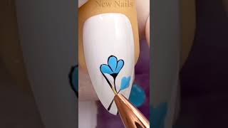 Blue Spring Nail Art Step-by-Step For Beginner Vẽ HoaNew Nails #short