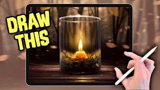 Fall Autumn CANDLE FLAME - Drawing Tutorial in PROCREATE screenshot 4