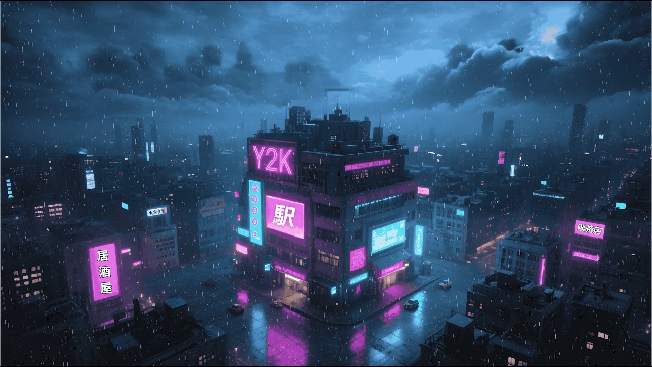 2000s Neon City Rainfall 🌧️ Chill Lofi Beats for Study, Sleep & Late Night Focus