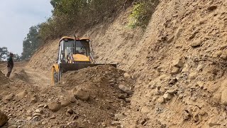 Leveling Mountain Narrow Road with JCB Backhoe