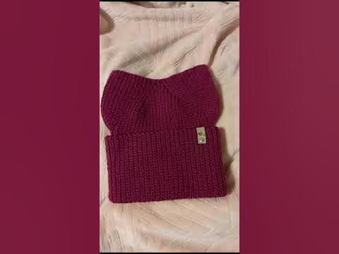 Шапка с ушками связана крючком) - YouTube