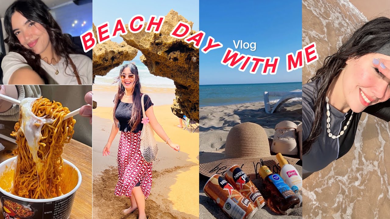 Beach day in my life ☀️|تبحيرة مع العائلة 🏡+شوينا السردين 🐟+الحمدلله على كل حال🥹+💕🍍✨🍇🎀