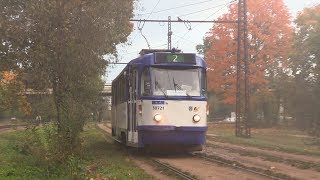 Рижкие трамвай Татра Т3 и T6B5SU близ ст. Засулаукс / Tatra T3 and T6B5SU in Riga