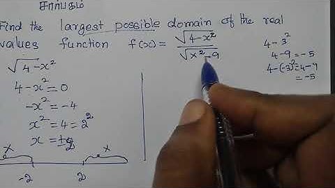 ##11th maths exercise 1.3 sum no7 find the largest possible domain of the real value f(x)=√4-x²/x²-9