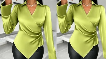 Hoe je stap voor stap een trendy wikkeltop met kraag knipt en naait