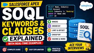 Salesforce Apex SOQL Keywords & Clauses Explained | WHERE, ORDER BY, LIMIT, GROUP BY & More