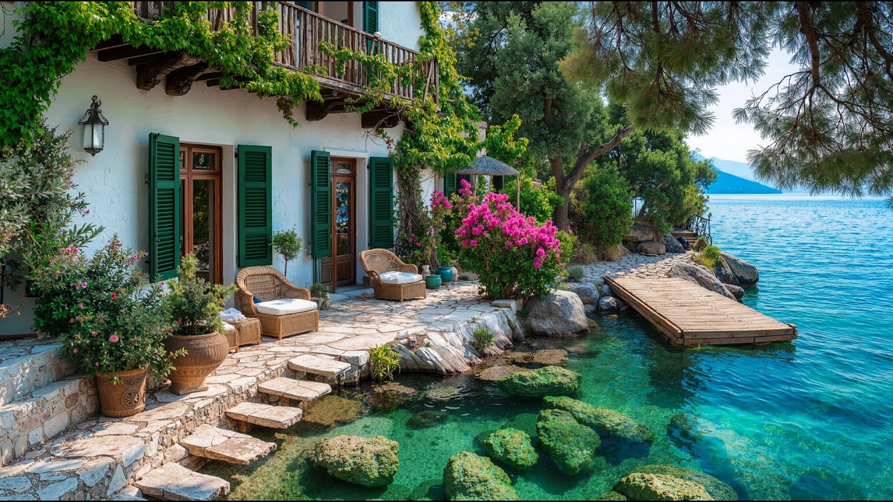 Morning by the Sea 🌊 Happy Bossa Nova & Smooth Jazz Rhythms with Gentle Waves for  Uplifting Mood