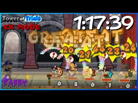[Old PB] Tower of Trials EX Mode Unseeded Speedrun in 1:17:39 (Paper Mario TTYD)