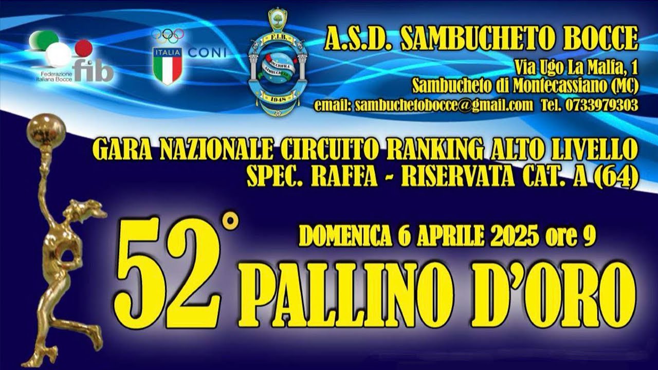 52° Pallino d'oro - Gara Nazionale - Alto livello