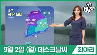 [오늘날씨] 최아리 : 뉴스데스크 기상예보 20190902