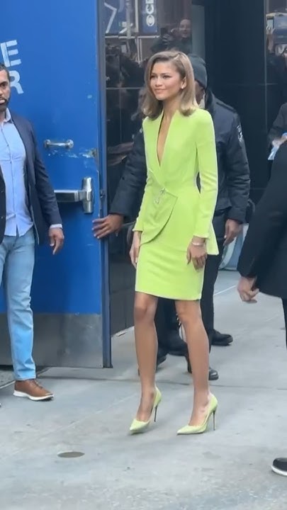 Zendaya looks elegant and ready for summer in lime green suit dress! #