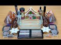 Gingerbread House SLIME Mixing makeup and glitter into Clear Slime Satisfying Slime Videos