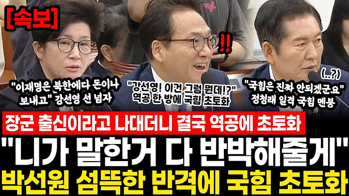장군 출신이라고 나대더니 결국 역공에 초토화 "니가 말한거 하나하나 반박해줄게" 박선원 섬뜩한 반격에 국힘 멘붕.. 정청래까지 일격하자 난리났다
