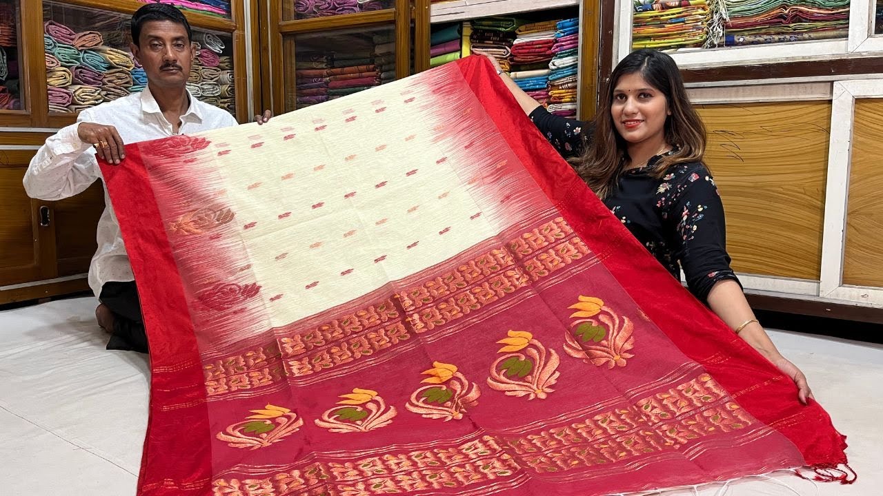 Maslite khadi Saree/ Linen/ Muslin & Tant Handloom Saree from Weaver | Moli Saree Centre Phulia