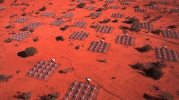 Aerial view of the Murchison Widefield Array (MWA): circling antenna tile and climbing to see core