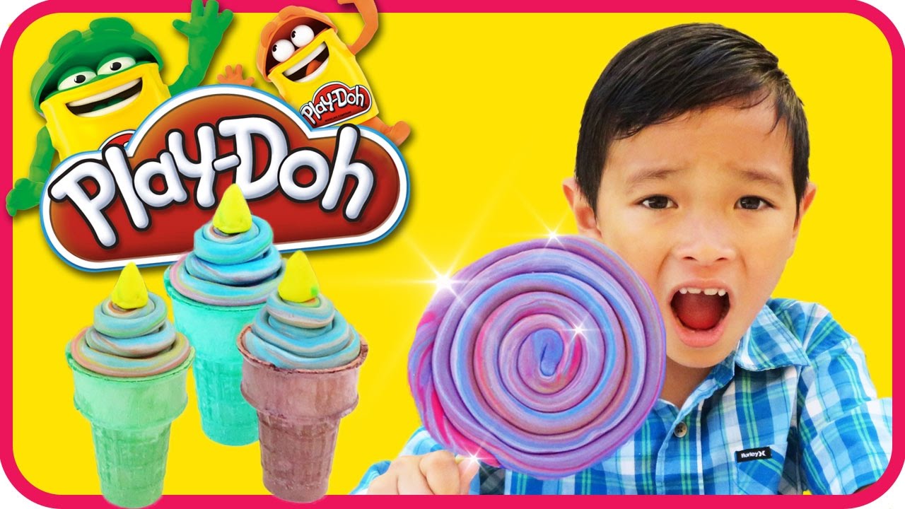 PLAY DOH Ice Cream, Lollipop, Cupcakes and Toy Plane Surprise Playdough Playset for Kids
