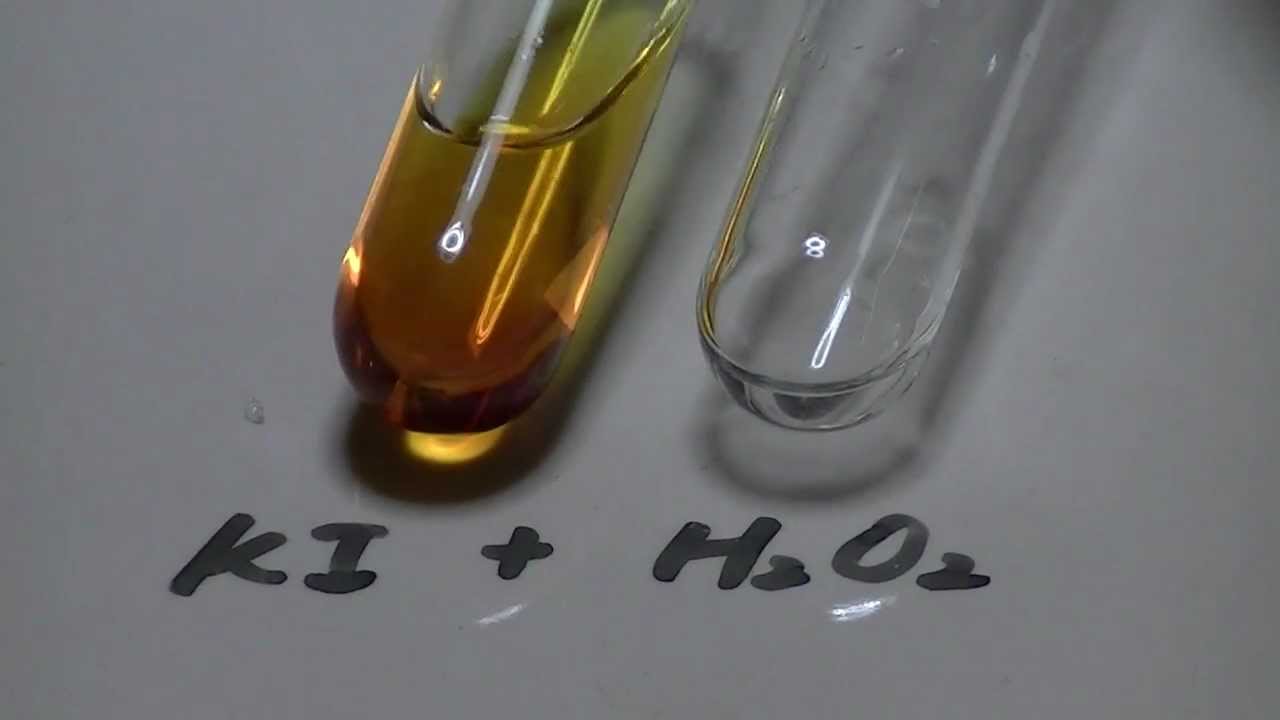 Ki koh реакция. Ki h202. H2o2 ki цвет. Ki цвет раствора. Ki химия цвет раствора.
