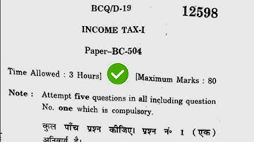 2019 Kuk BCom 5th Sem Income Tax Question Paper