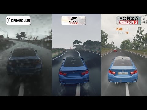 DriveClub vs Forza Horizon 2 vs Forza Horizon 3 - Rain Weather Comparison